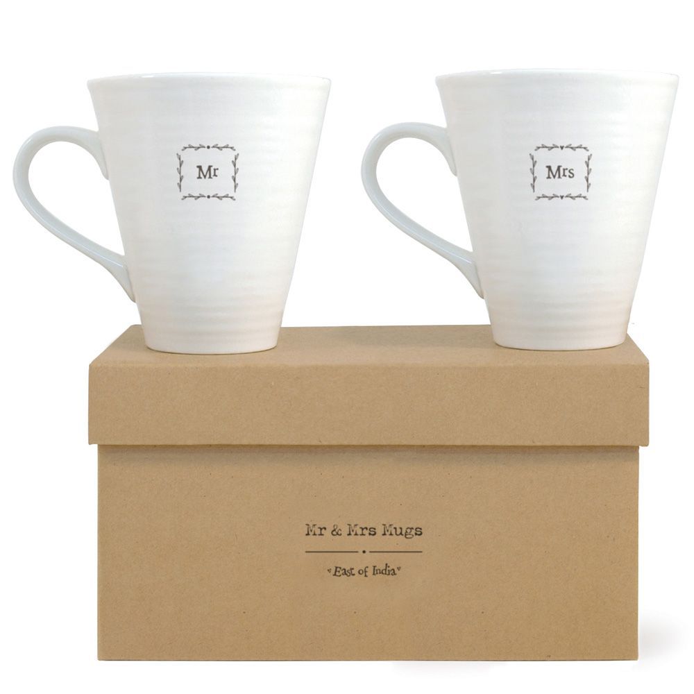 Mr and Mrs Porcelain Boxed Mugs by East of India