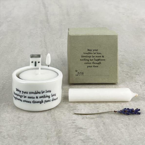 East of India Candle and Tealight Holder - May Your Troubles Be Less - Image 3