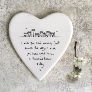East of India - Coasters Round Heart - I Wish You Lived Nearer - 150