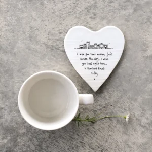 East of India - Coasters Round Heart - I Wish You Lived Nearer - 150 Lifestyle