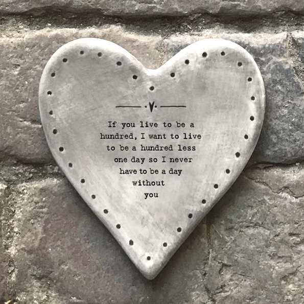 East of India - Coasters Rustic Heart - Live To Be One Hundred - 180