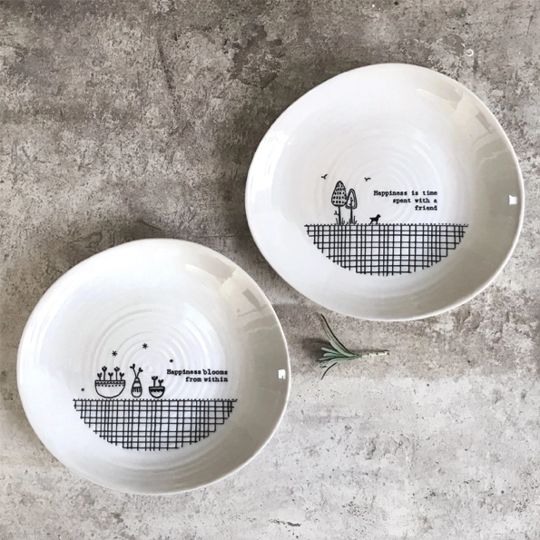 East of India - Dishes shallow Cross Hatch - Happiness Bloom From Within - 6041 2