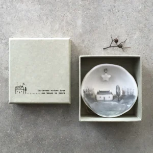 East Of India - Half Porcelain Bauble - Christmas Wishes Our House - 6566 Boxed