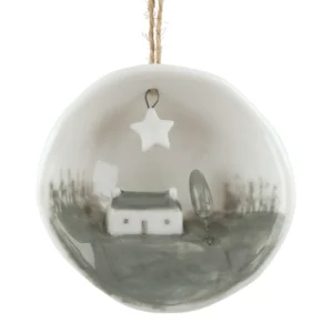 East Of India - Half Porcelain Bauble - Christmas Wishes Our House - 6566 Close Up