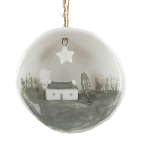 East Of India - Half Porcelain Bauble - Christmas Wishes Our House - 6566 Close Up