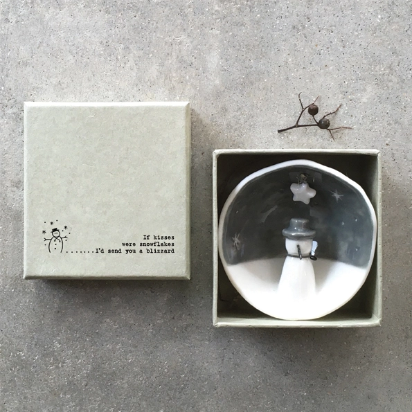 East Of India - Half Porcelain Bauble - If Kisses Were Snowflakes - 6567 Boxed