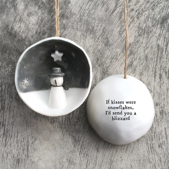 East Of India - Half Porcelain Bauble - If Kisses Were Snowflakes - 6567