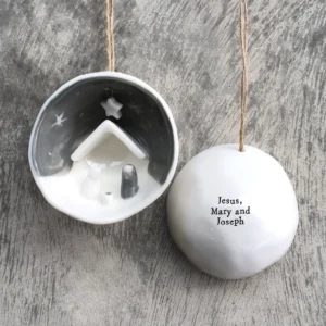 East Of India - Half Porcelain Bauble - Jesus, Mary and Joseph - 6568