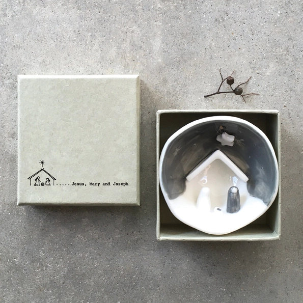 East Of India - Half Porcelain Bauble - Jesus, Mary and Joseph - 6568 Boxed