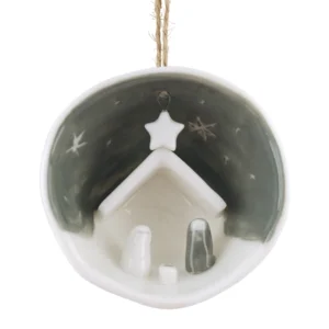 East Of India - Half Porcelain Bauble - Jesus, Mary and Joseph - 6568 Close Up