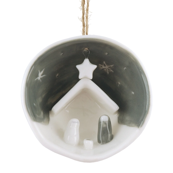 East Of India - Half Porcelain Bauble - Jesus, Mary and Joseph - 6568 Close Up