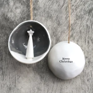 East Of India - Half Porcelain Bauble - Merry Christmas - 6560