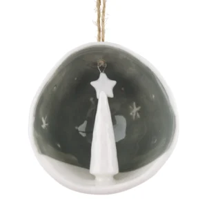 East Of India - Half Porcelain Bauble - Merry Christmas - 6560 Close Up