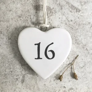 East of India - Small Hanging Numbered Heart - 16 - 4128
