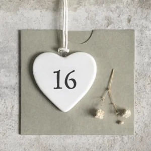 East of India - Small Hanging Numbered Heart - 16 - 4128 Sleeve