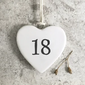 East of India - Small Hanging Numbered Heart - 18 - 4129
