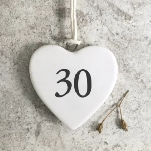 East of India - Small Hanging Numbered Heart - 30 - 4131