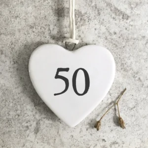 East of India - Small Hanging Numbered Heart - 50 - 4133