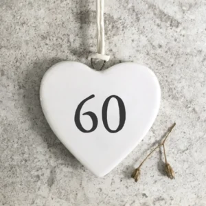 East of India - Small Hanging Numbered Heart - 60 - 4134