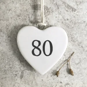 East of India - Small Hanging Numbered Heart - 80 - 4136