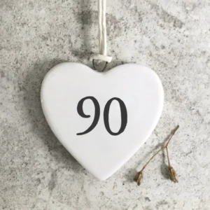 East of India - Small Hanging Numbered Heart - 90 - 4137