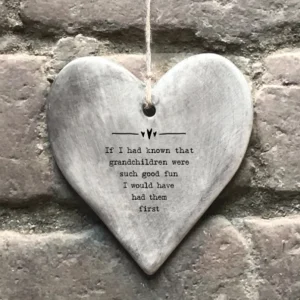 East Of India - Hanging Rustic Heart - Grandchildren Were Good Fun - 7406