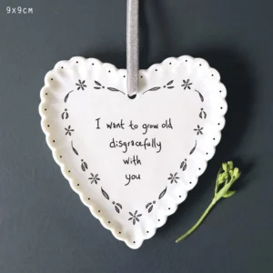 East Of India - Scallop Hanging Heart - Grow Old Disgracefully - 6274