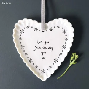 East Of India - Scallop Hanging Heart - Love You Just - 6272