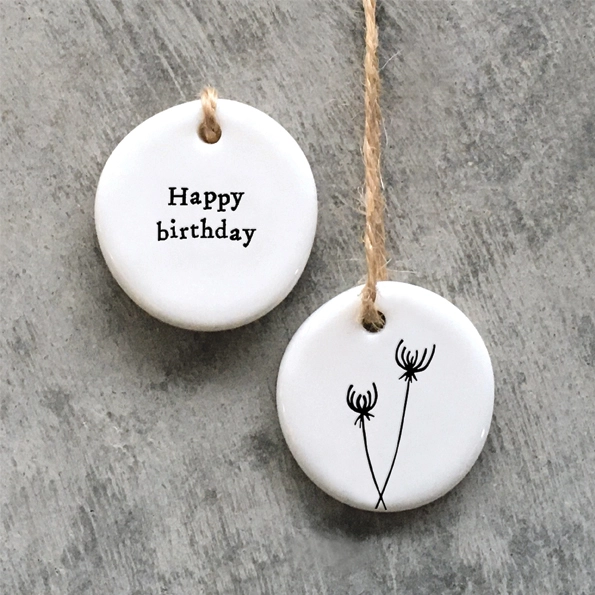 East of India - Small Floral Hanger Token - Happy Birthday - 4095
