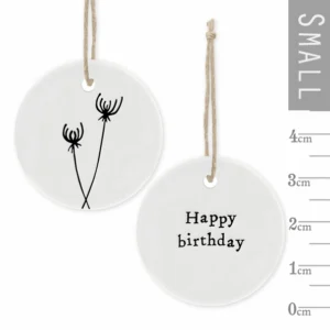 East of India - Small Floral Hanger Token - Happy Birthday - 4095 Close Up