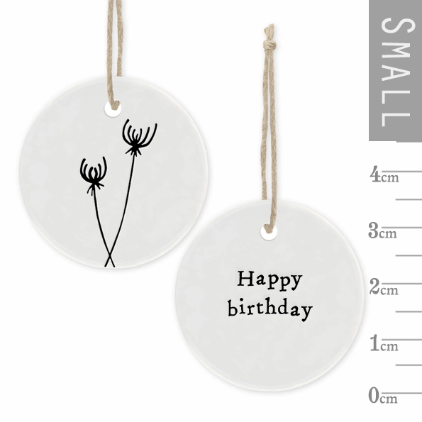 East of India - Small Floral Hanger Token - Happy Birthday - 4095 Close Up