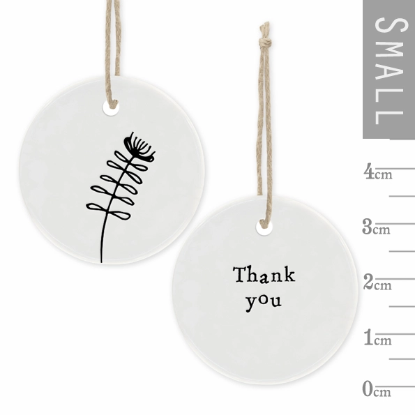 East of India - Small Floral Hanger Token - Thank You - 4098 Close Up
