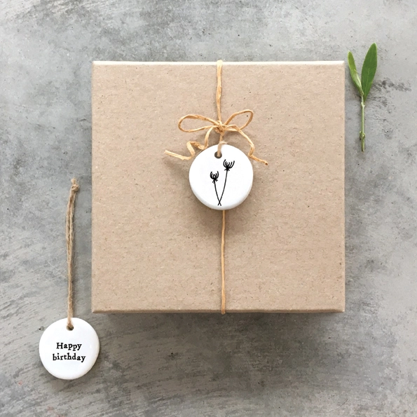 East of India - Small Floral Hanger Token - Happy Birthday - 4095 Lifestyle