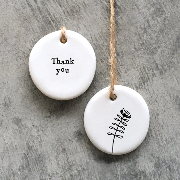 East of India - Small Floral Hanger Token - Thank You - 4098East of India - Small Floral Hanger Token - Happy Birthday - 4098