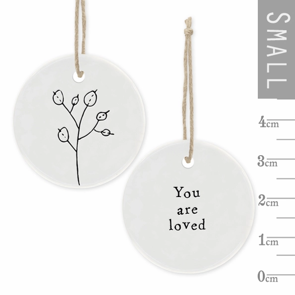 East of India - Small Floral Hanger Token - You Are Loved - 4091 Close Up