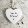 East of India - Small Hanging Heart - Love You Grandad - 4176