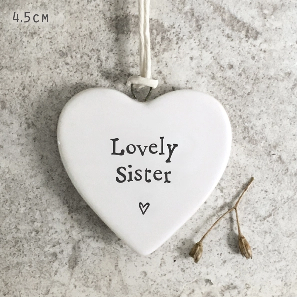 East of India - Small Hanging Heart - Lovely Sister - 4189
