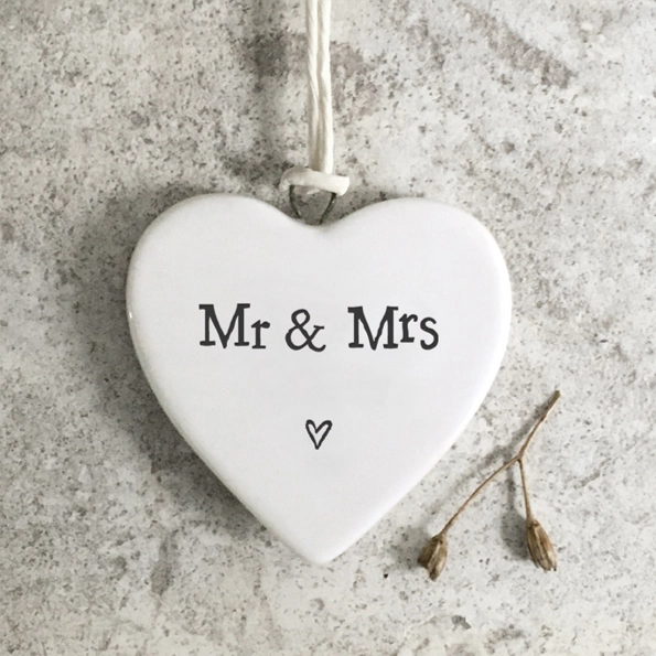 East of India - Small Hanging Heart - Mr & Mrs - 4180