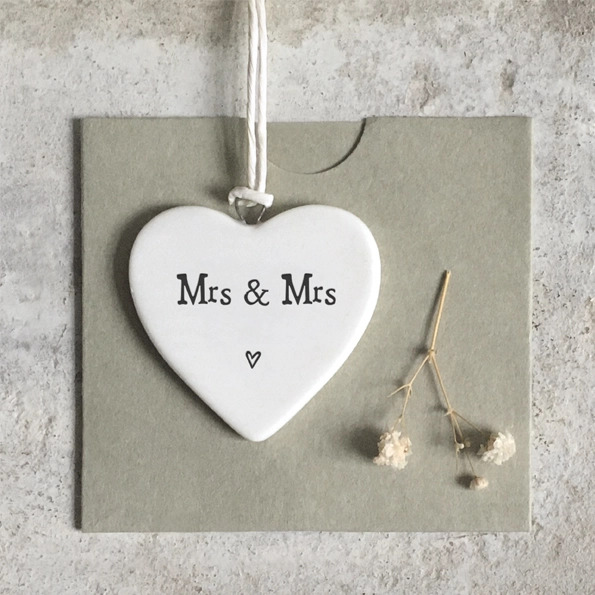 East of India - Small Hanging Heart - Mrs & Mrs - 4188 Sleeve