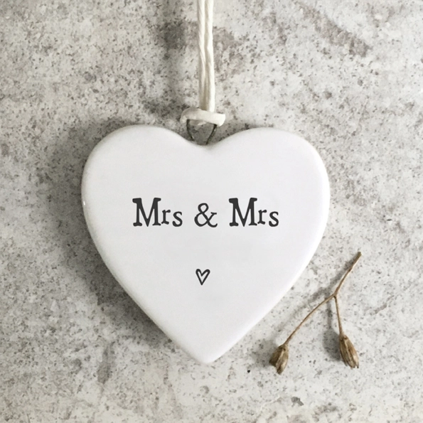 East of India - Small Hanging Heart - Mrs & Mrs - 4188