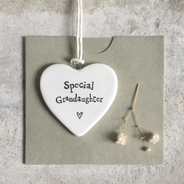 East of India - Small Hanging Heart - Special Grandaughter - 4182 Sleeve