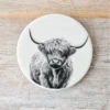 Glazed Ceramic Highland Cow Coaster