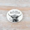 Glazed Ceramic Highland Cow Sentiment Coaster - In The Mooooood For Coffee
