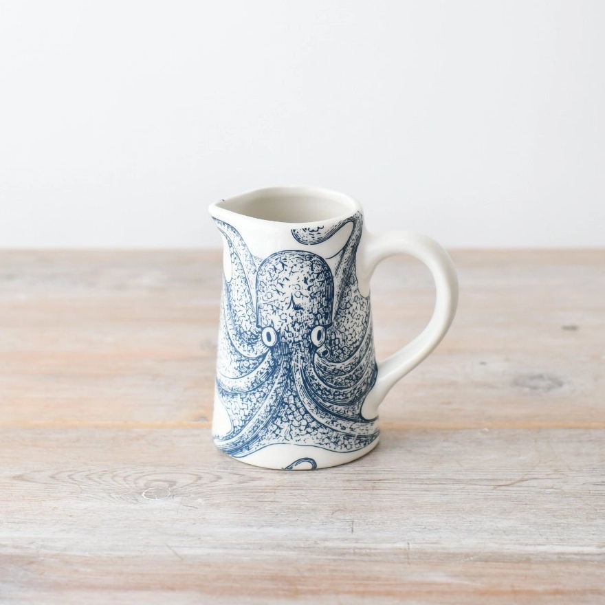 Glazed Small Ceramic Jug - Octopus