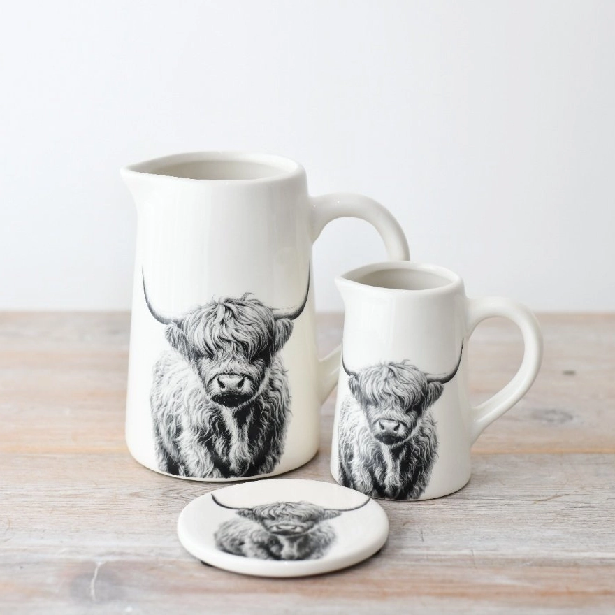 Glazed Ceramic Highland Cow Collection