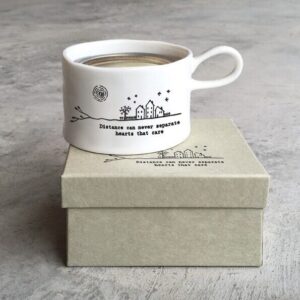 Handled Mug Candle Holder with Tin Candle Set - Hearts that care - Boxed