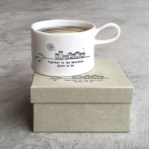 Handled Mug Candle Holder - Tin Candle Set - Together is the Merriest - Boxed