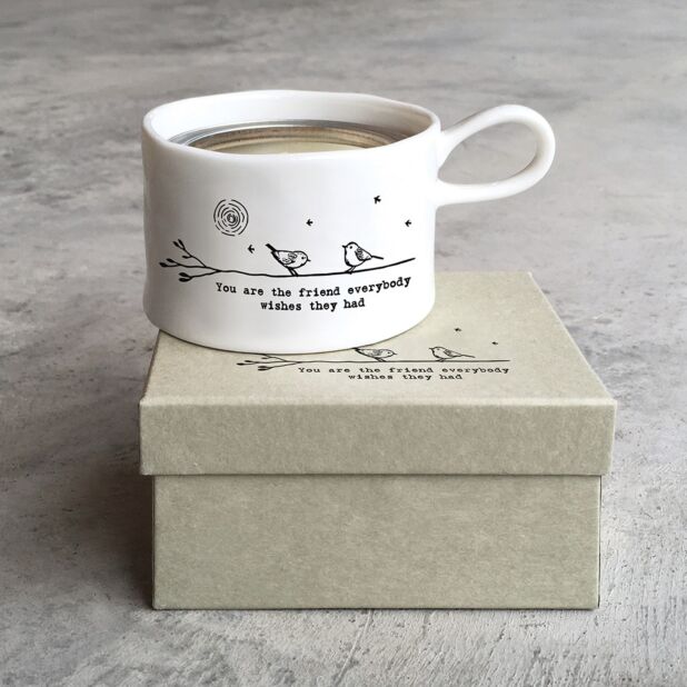 Handled Mug - Candle Holder with Tin Candle Set - You Are The Friend - Boxed