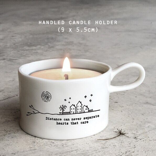 Handled Mug Candle Holder with Tin Candle Set - Hearts that care - Lit Up