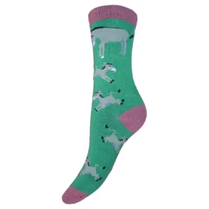 Joya Bamboo Socks - Donkeys Green and Orange - BS238